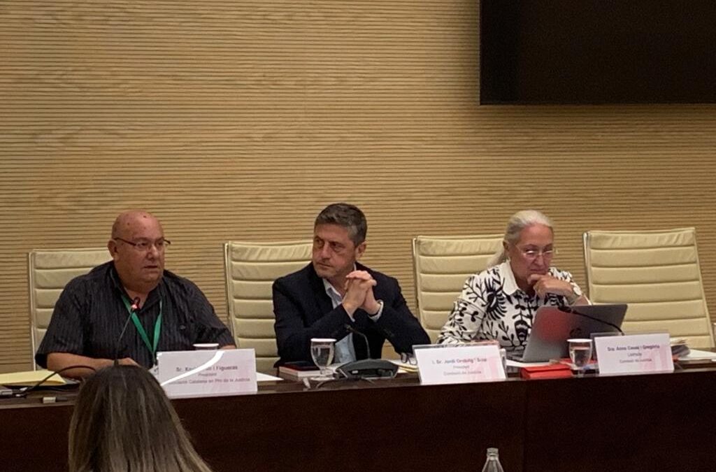 INTERVENCIÓ DEL PRESIDENT DAVANT LA COMISSIÓ DE JUSTÍCIA DEL PARLAMENT